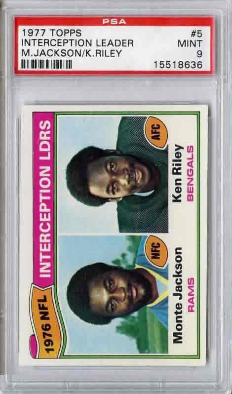 1977 Topps #5 Monte Jackson Rams-Ken Riley Bengals PSA 9